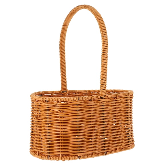ELAYARD Plastic Woven Flower Basket for Storage and Home Decor with Tassel Design