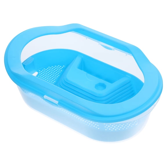 ELAYARD Plastic Triple Layer Turtle Feeding Box with High Cover Small Size
