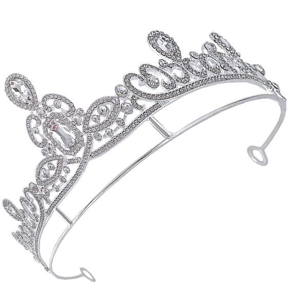 ELAYARD Plated Silver Zinc Alloy Rhinestone Crown for Bridal and Pageant Use