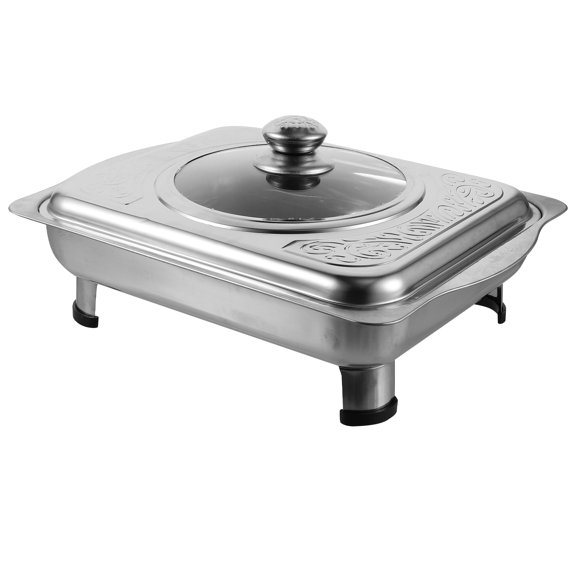 ELAYARD Plated Silver Stainless Steel Buffet Tray with Smooth Surface and Rounded Corner Design