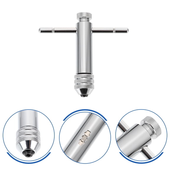ELAYARD Plated Silver T Handle Tap Wrench Manual Ratcheting Threading Tool for Repair and Assembly
