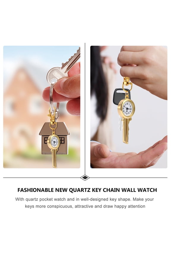 Vintage Quartz Pocket Watch Keychain Brass Time Telling 1Pcs