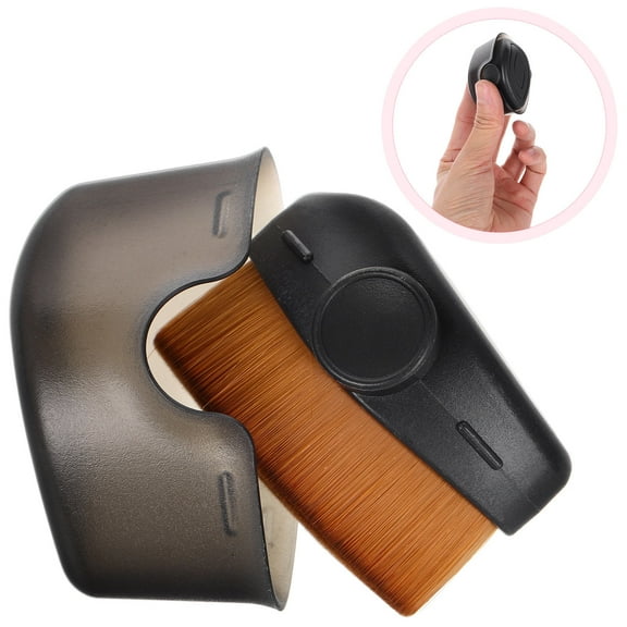 ELAYARD Portable Black Foundation Brush with Protective Cover for Even Liquid and Powder Makeup Application