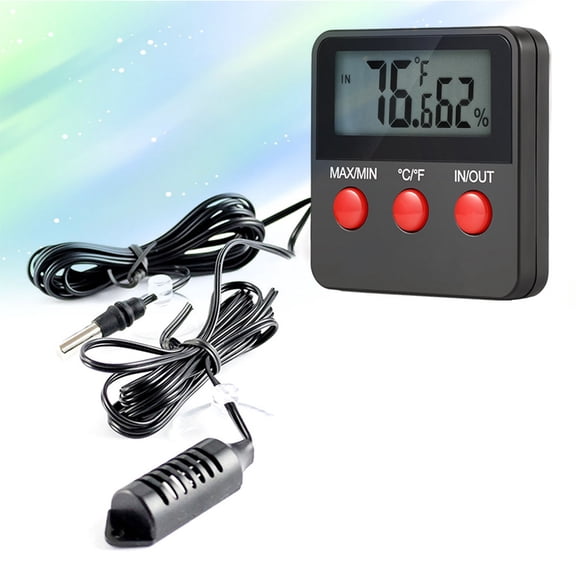 ELAYARD Black Digital Temperature Meter for Home Thermometer and Hygrometer Wall Mount