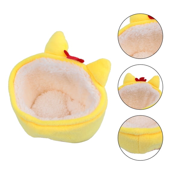 ELAYARD Plush Yellow Pet Bed House Small Chicken Shape Warm Nest for Hamsters