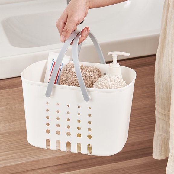ELAYARD Portable Shower Basket Plastic Bin with Handle Grey 1Pack for Bathroom Use
