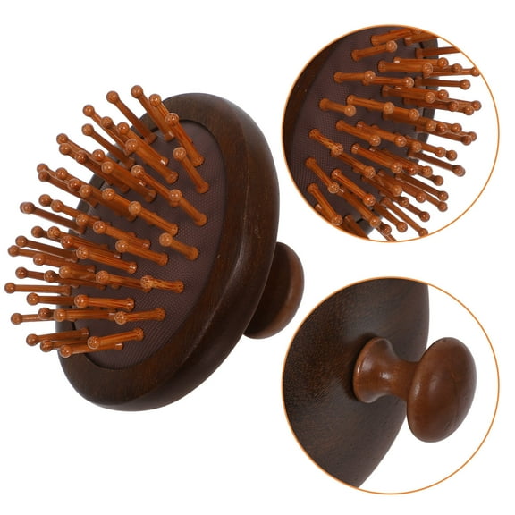ELAYARD Portable Wooden Scalp Massager Shampoo Brush Light Brown Detangling Comb