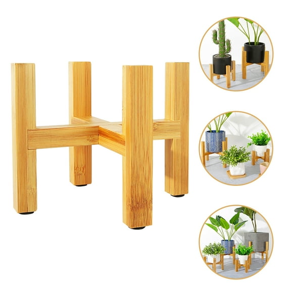 ELAYARD Wooden Plant Holder Solid Wood Flowerpot Stand Khaki for Home Decoration
