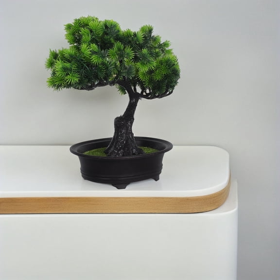 ELAYARD Potted Tree Artificial Green Plastic Japanese Juniper Style For Home Decor 1Pack