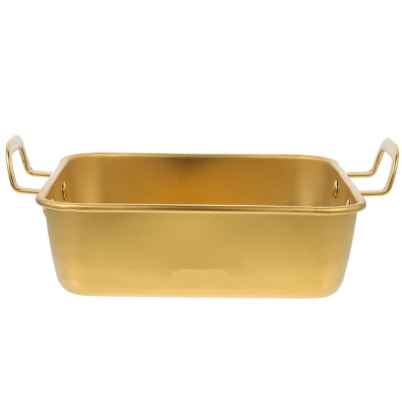 ELAYARD Stainless Steel Baking Pan Golden Color with Double Handles Ideal Cake Tray for Kitchen