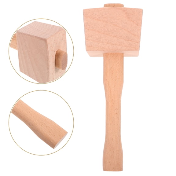 ELAYARD Wooden Mallet Heavy Duty Wood Hammer for Craft Use with Ergonomic Handle Beige Finish