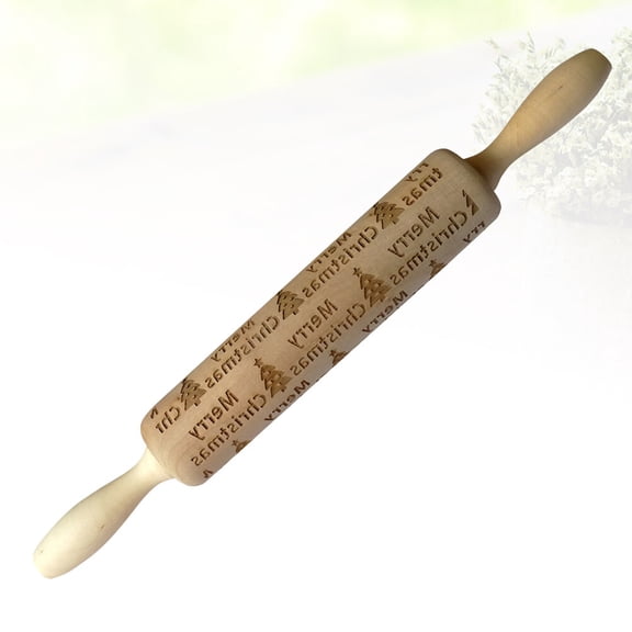 ELAYARD Patterned Embossing Rolling Pin Wood for Baking, 1 Set - Decorative Design for Bakery Use