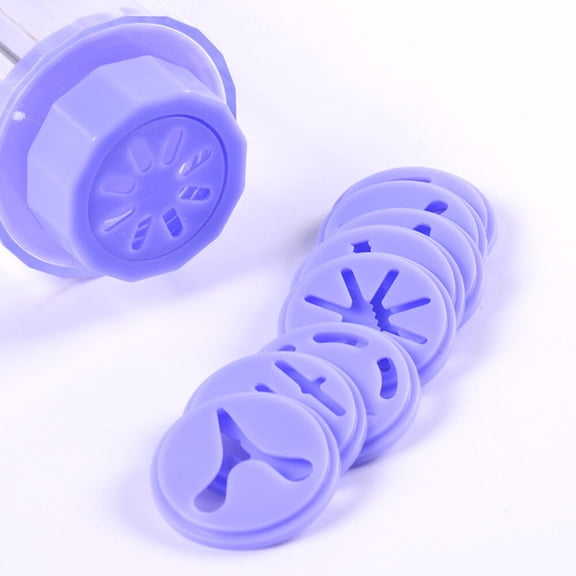 ELAYARD Purple Cookie Maker Set with 10 Shape Disks and 8 Decorating Icing Tips for Baking Fun and Creative Cookies