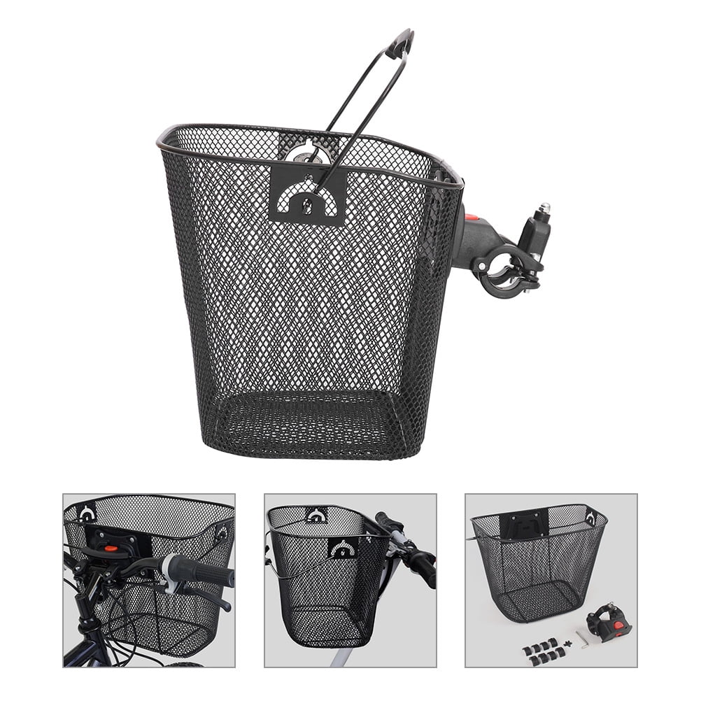 ELAYARD Black Large Capacity Front Frame Bike Basket 1-Pack Handlebar Storage Accessory for Cycling