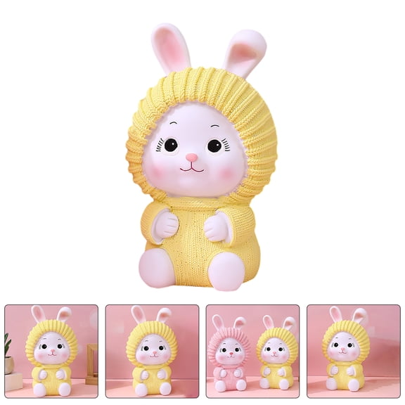 ELAYARD Bunny-Shaped Vinyl Money Pot Yellow Cute Coin Holder Adornment