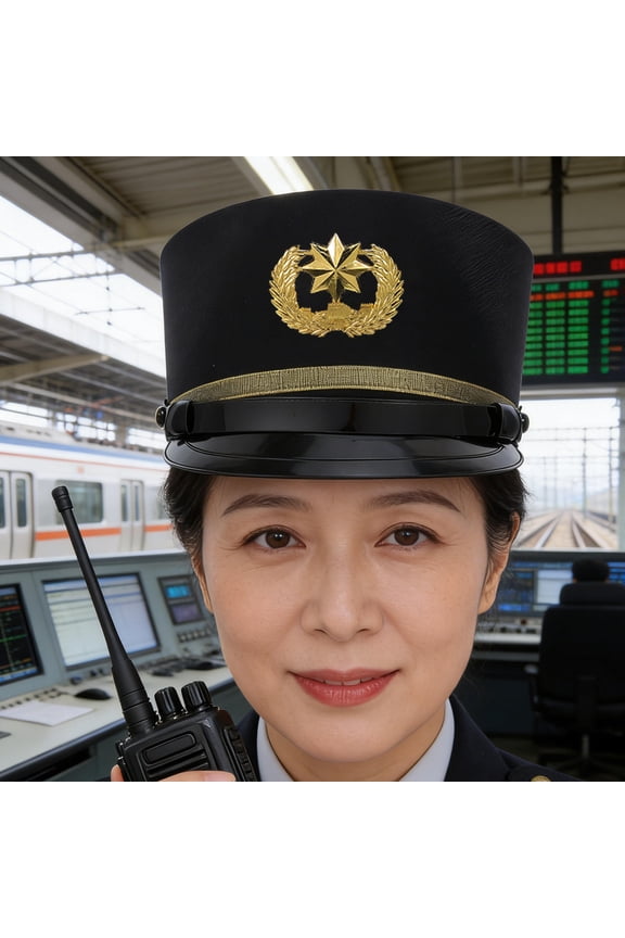 Railroad Engineer Cap Black with Classic Craftsmanship for Train Themed Parties and Photo Shoots