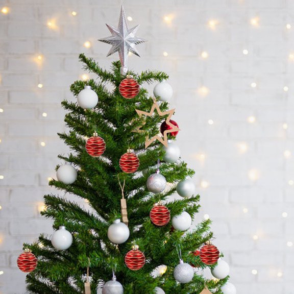 ELAYARD 6 Pcs Christmas Ball Decorative Ceiling Ornaments Plastic Round Shape Hanging Decor for Holiday Events