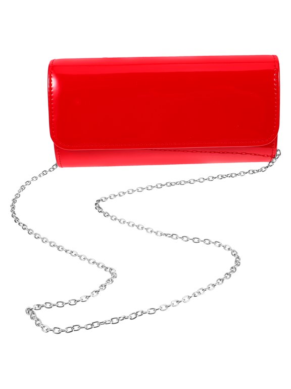 Red Clutch Bag Elegant Evening Purse with Button Closure Suitable for Party and Banquet