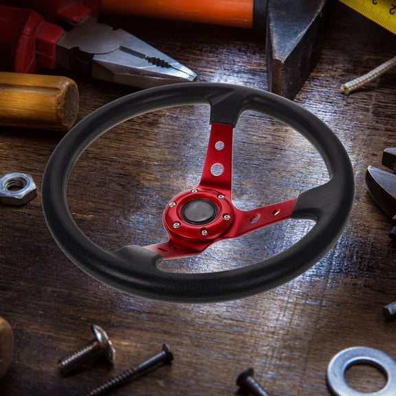ELAYARD Red Karting Style Steering Wheel Universal Fit for Cars Racing and Offroad Use