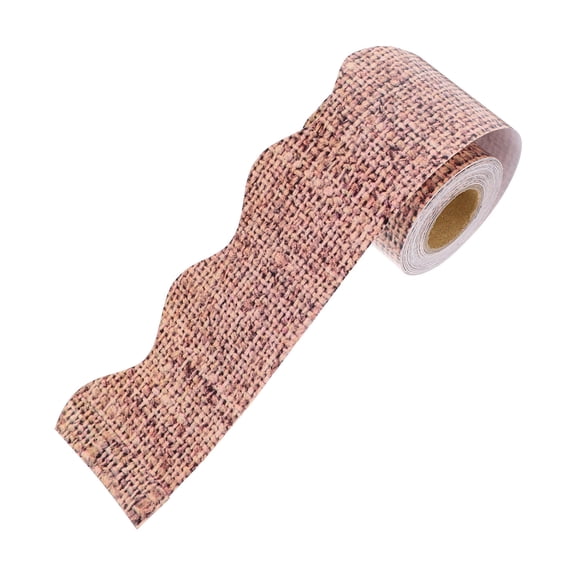 ELAYARD Wear Resistant Light Brown Burlap Border Trim for Bulletin Board