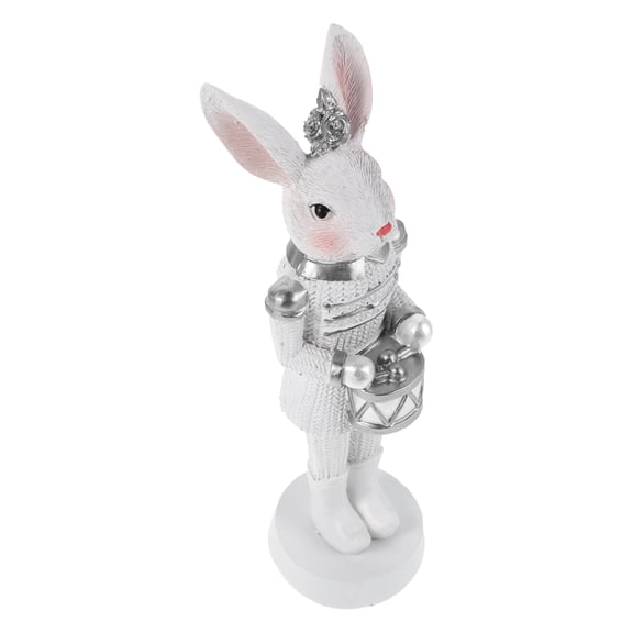 ELAYARD Resin Easter Bunny Nutcracker Statue, Plated Figurine for Spring Holiday Tabletop Home Decor