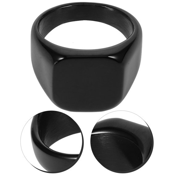 ELAYARD Mens Fashion Rings Black Smooth Surface Retro 1Set