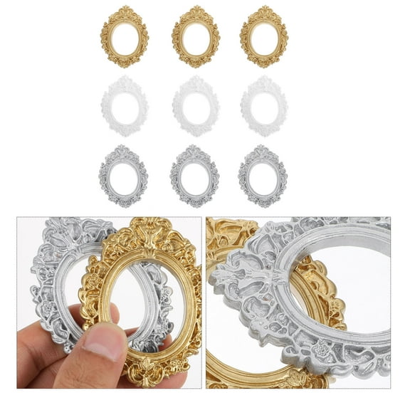 ELAYARD Tiny Retro Photo Frames for Decoration Assorted Color Resin Material Small Size 9 Pieces