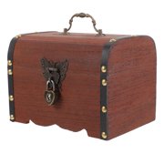 ELAYARD Retro Wooden Treasure Chest Jewelry Box with Lock, Brown Decorative Storage