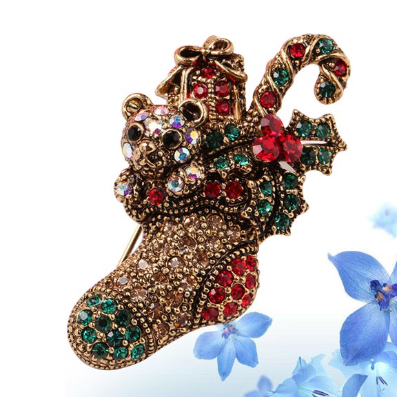 ELAYARD Retro Multi Rhinestone Christmas Brooch for Wearing Elegant Party Decoration and Festive Lapel Pin