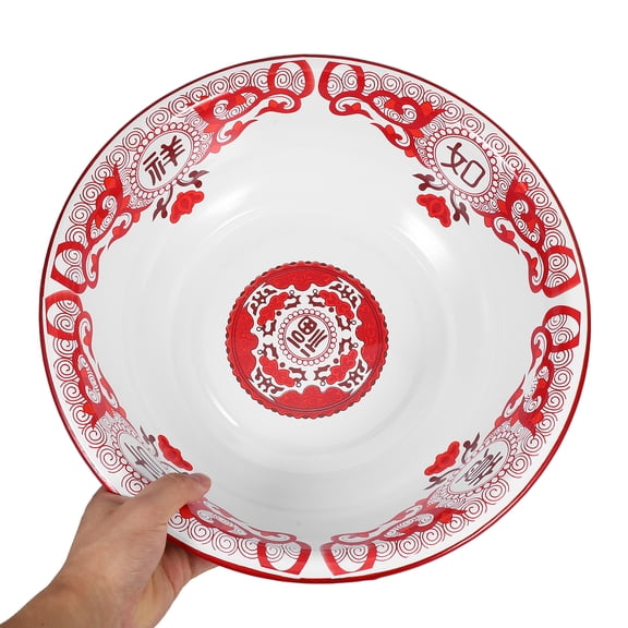 ELAYARD Large Red Enamel Mixing Bowl Vintage Kitchen Basin for Soup, Salad, and Food Prep