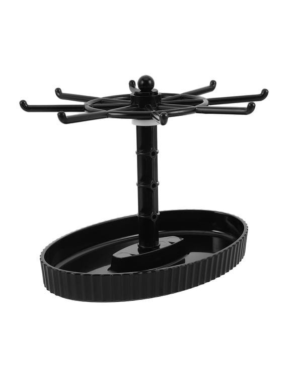 Rotating Jewelry Display Stand Black Plastic for Home and Retail Use
