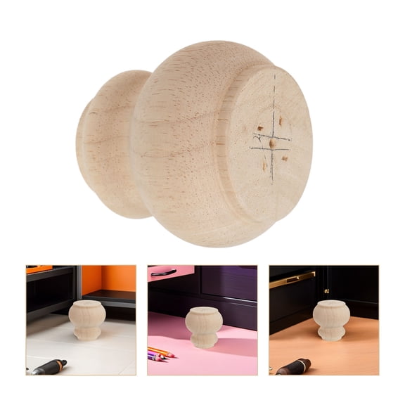ELAYARD Round Wood Sofa Legs in Khaki, French Style Elegant Furniture Feet for Couch and Table Upgrade