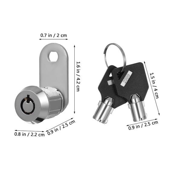 ELAYARD Durable Plated Silver Cam Lock for Furniture with Keys Zinc Alloy Drawer Security Lock
