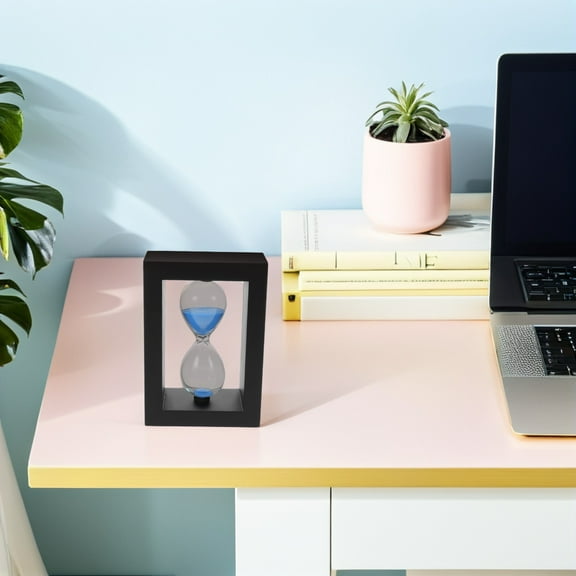 ELAYARD Black Wood and Glass Sand Timer - 30 Minute for Time Management, Study, Cooking, Meditation, and Office Use