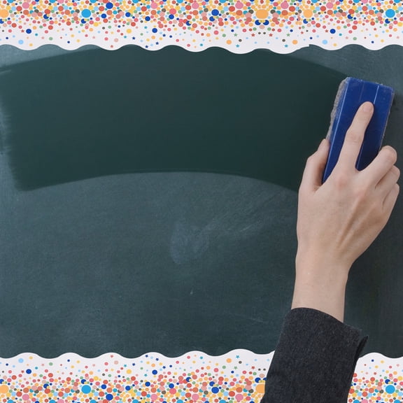 ELAYARD Removable White Bulletin Board Border Stickers with Leaf Pattern for Wall Decoration
