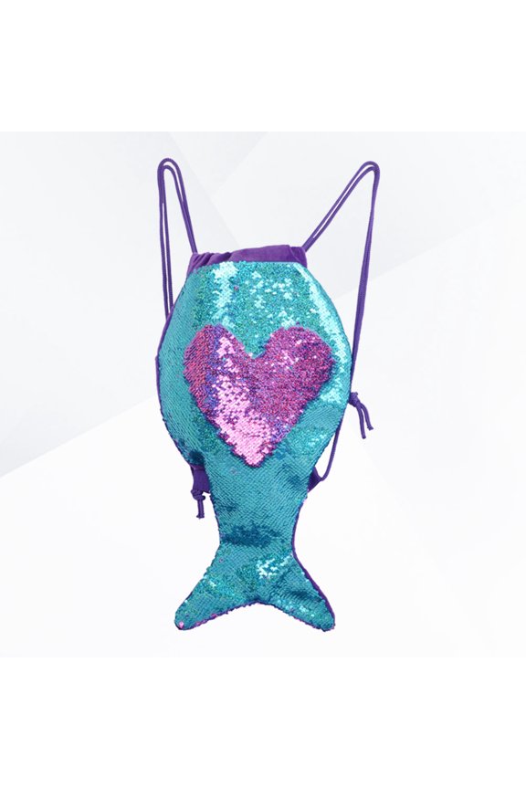 Sequin Backpack with Drawstring Closure Large Capacity Storage Pouch for Gym Use