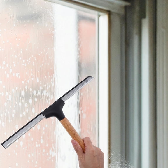 ELAYARD Window Squeegee for Car and Shower Doors with Wooden Handle and Silicone Blade