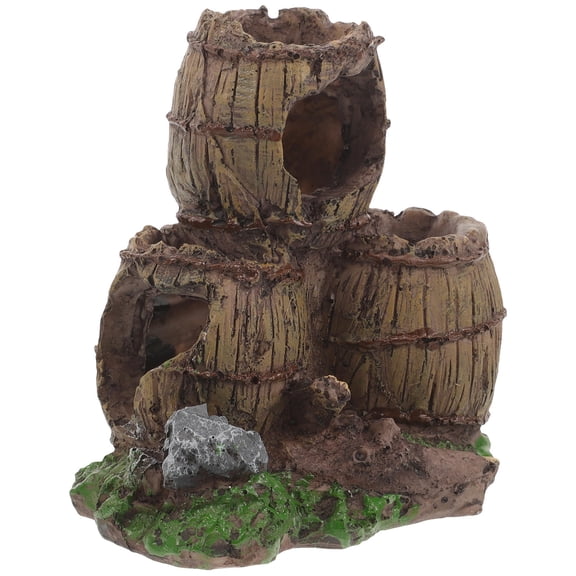 ELAYARD Fish Hideaway Aquarium Decor Fish Hiding House Brown Resin 1Pcs