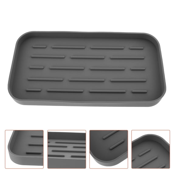 ELAYARD Grey Silicone Kitchen Drying Mat, Non- Dish Drying Rack Mat for Home and Restaurant, 1 Piece