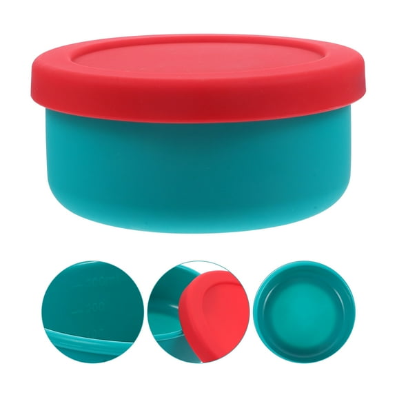ELAYARD Food Storage Container Silicone Green Base with Red Lid 1Pcs for Barbecue and Hiking