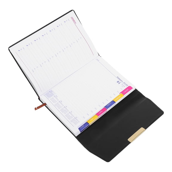 ELAYARD Daily Desk Planner Notebook in Black with Quick Navigation Tabs