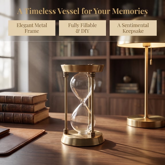 ELAYARD Small Golden Metal Hourglass Timer for Stylish Desk Decor and Wedding Ceremony