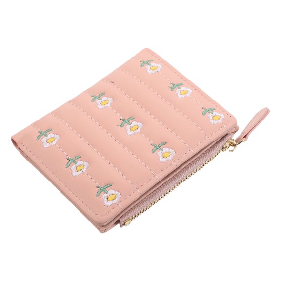 ELAYARD Women's Stylish Small PU Wallet with Embroidered Detail, Compact Bifold Design, 5 Card Slots