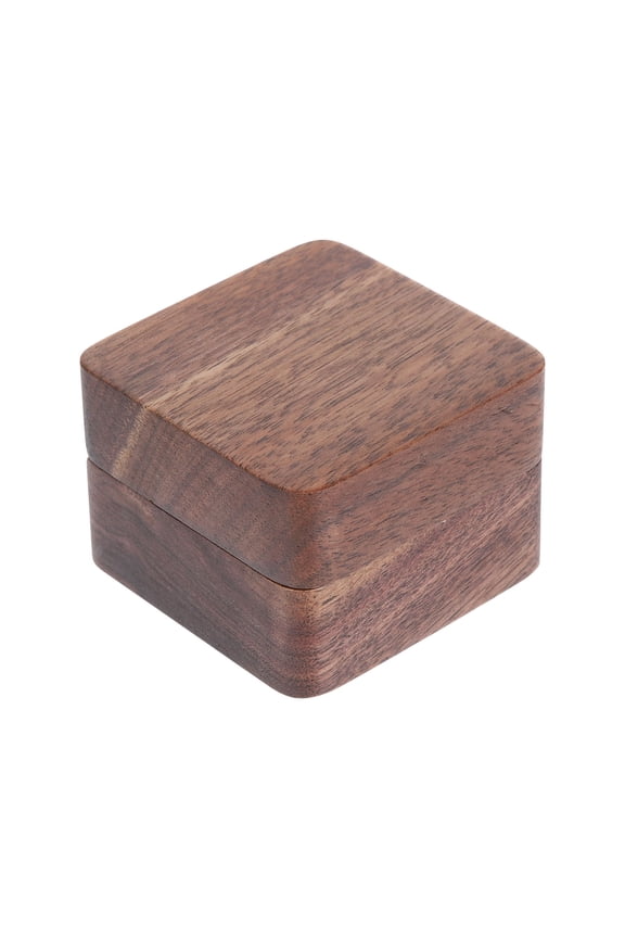 Cushioned Wooden Ring Box Brown for Elegant Wedding and Engagement