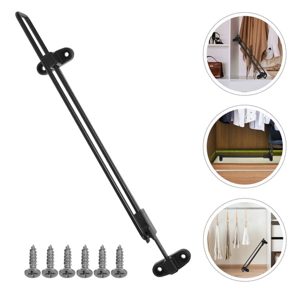 ELAYARD Top Mount Adjustable Closet Rod Black Pull Out Clothes Hanger for Home Wardrobe