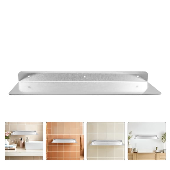 ELAYARD Stainless Steel Wall Mounted Floating Shelf Plated Silver for Bathroom and Kitchen Essentials