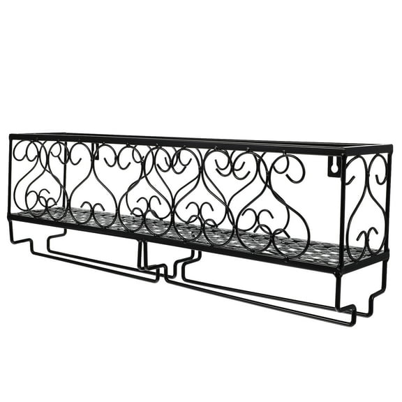 ELAYARD Black Metal Wall-Mounted Wine Glass Holder and Bottle Organizer Rack for Kitchen, Bar, or Home Storage