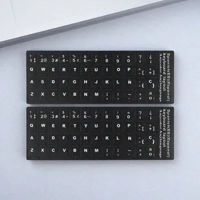 ELAYARD 10 Sheets Keyboard Labels PVC White for Spanish Learners in Computer Lessons