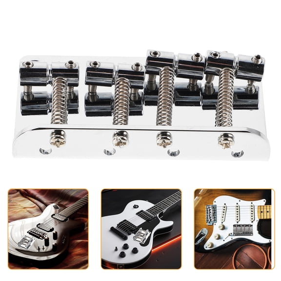 ELAYARD Durable Silver Bass Guitar Bridge Hard Tail Top Load Bridge for Electric Bass Guitar Comfortable for Various Music Styles