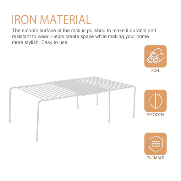 ELAYARD Kitchen Counter Expandable Shelf White Iron Rack for Household Organization